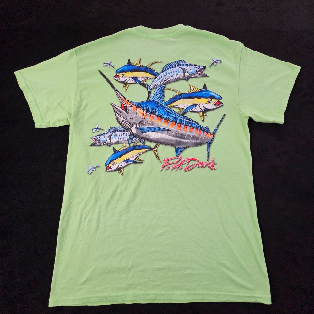 F.H. Davis Sport Fishing‎ Green Short Sleeve T-Shirt Men's M